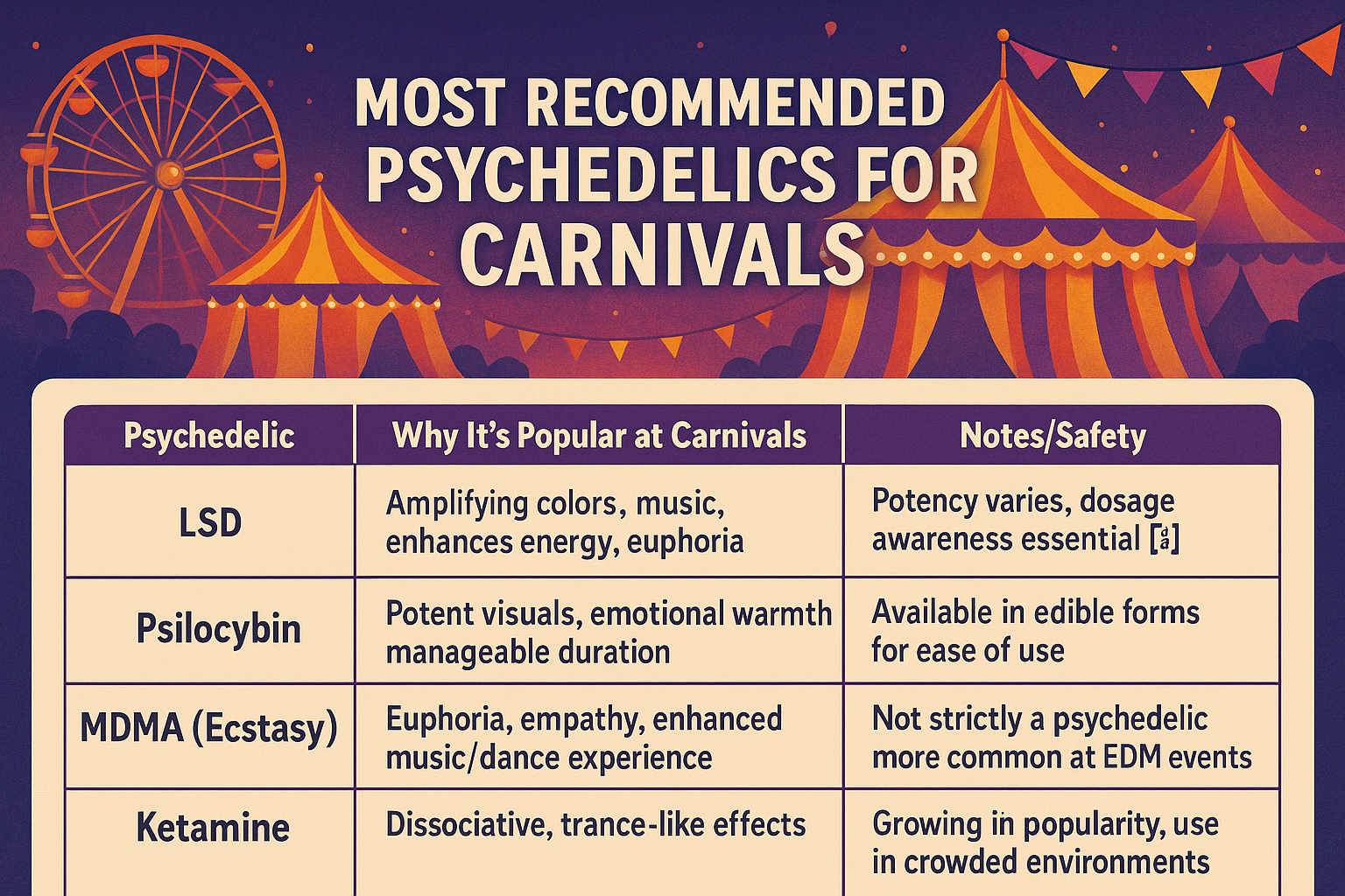 Most Recommended Psychedelics for Carnivals