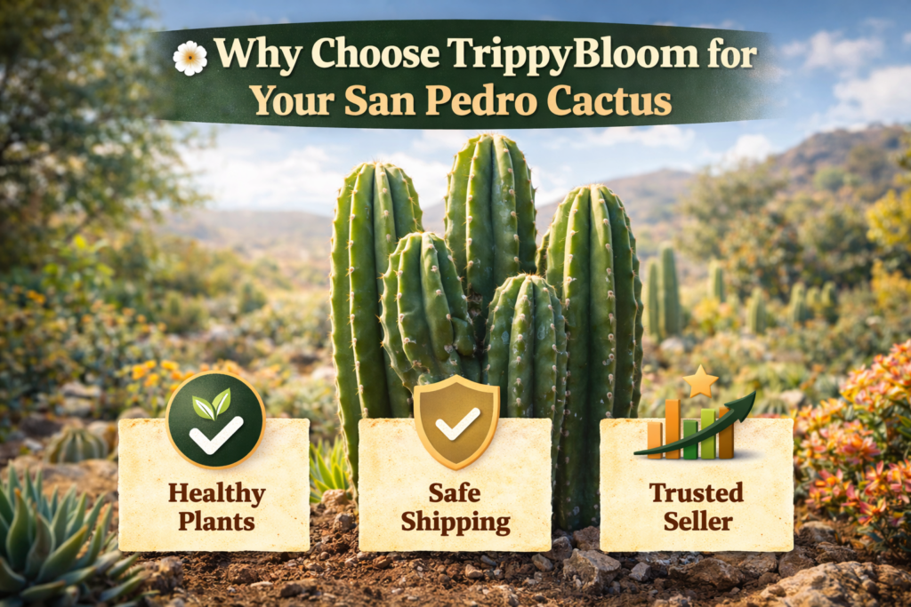 San Pedro cactus, San Pedro cactus for sale, buy San Pedro cactus online, San Pedro cactus guide, San Pedro cactus care, how to grow San Pedro cactus, San Pedro cactus legal, is San Pedro cactus legal, San Pedro cactus varieties, Echinopsis pachanoi, Trichocereus pachanoi, San Pedro cactus ornamental, San Pedro cactus plant, San Pedro cactus cutting, San Pedro cactus rooted plant, San Pedro cactus indoor growing, San Pedro cactus outdoor growing, San Pedro cactus soil mix, San Pedro cactus watering schedule, San Pedro cactus light requirements, San Pedro cactus fertilizer, San Pedro cactus propagation, San Pedro cactus from cutting, San Pedro cactus from seed, San Pedro cactus winter care, San Pedro cactus dormancy, San Pedro cactus temperature tolerance, San Pedro cactus hardiness zones, San Pedro cactus flower, San Pedro cactus fruit, San Pedro cactus growth rate, fast growing cactus, columnar cactus, tall cactus plant, cactus for beginners, easy to grow cactus, ornamental cactus plant, cactus collection plant, San Pedro cactus history, Huachuma cactus, Andean cactus, sacred cactus history, San Pedro cactus cultural significance, San Pedro cactus traditional uses, San Pedro cactus vs peyote, peyote vs San Pedro cactus, legal cactus to grow USA, legal ornamental cactus, San Pedro cactus law USA, San Pedro cactus legal status 2026, buy San Pedro cactus USA, buy San Pedro cactus online USA, San Pedro cactus shop, San Pedro cactus store, trusted San Pedro cactus seller, San Pedro cactus TrippyBloom, TrippyBloom San Pedro cactus, buy cactus online safely, healthy cactus plants shipped, San Pedro cactus shipping, San Pedro cactus care guide 2026, San Pedro cactus beginner guide, San Pedro cactus identification, San Pedro cactus ribs, San Pedro cactus spines, spineless San Pedro cactus, San Pedro cactus monstrose, San Pedro cactus crested, San Pedro cactus cultivars, San Pedro cactus PC vs non PC, San Pedro cactus pachanoi variety, Trichocereus bridgesii, Trichocereus peruvianus, Bolivian torch cactus, Peruvian torch cactus, scopulicola cactus, cactus varieties comparison, San Pedro cactus pests, San Pedro cactus rot prevention, cactus etiolation fix, cactus overwatering signs, cactus drainage soil, best soil for San Pedro cactus, cactus pot with drainage, cactus container growing, cactus landscape plant, cactus garden design, desert garden cactus, cactus sunlight needs, grow cactus indoors with lights, cactus grow lights setup, San Pedro cactus LED grow light, cactus humidity tolerance, cactus airflow requirements, San Pedro cactus long term care, cactus lifespan, San Pedro cactus longevity, cactus propagation guide, cactus cutting callus, cactus rooting tips, San Pedro cactus care mistakes, cactus growing tips 2026, ornamental cactus buying guide, cactus collector plant, rare cactus varieties, cactus for home decor, cactus plant investment, cactus growing guide USA, cactus care for cold climates, cactus frost tolerance, San Pedro cactus cold hardy, cactus dormancy guide, cactus seasonal care, San Pedro cactus spring growth, San Pedro cactus summer care, San Pedro cactus autumn care, cactus care calendar, cactus fertilizer schedule, cactus nutrients NPK, cactus organic fertilizer, cactus care indoors vs outdoors, indoor cactus care guide, outdoor cactus care guide